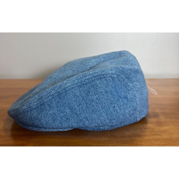Vintage Newsboy Pageboy Cabbie Hat Cap Light Blue Denim Small USA NEW - Picture 1 of 8